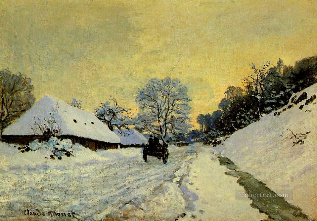A Cart on the Snow Covered Road with SaintSimeon Farm Monet Oil Paintings